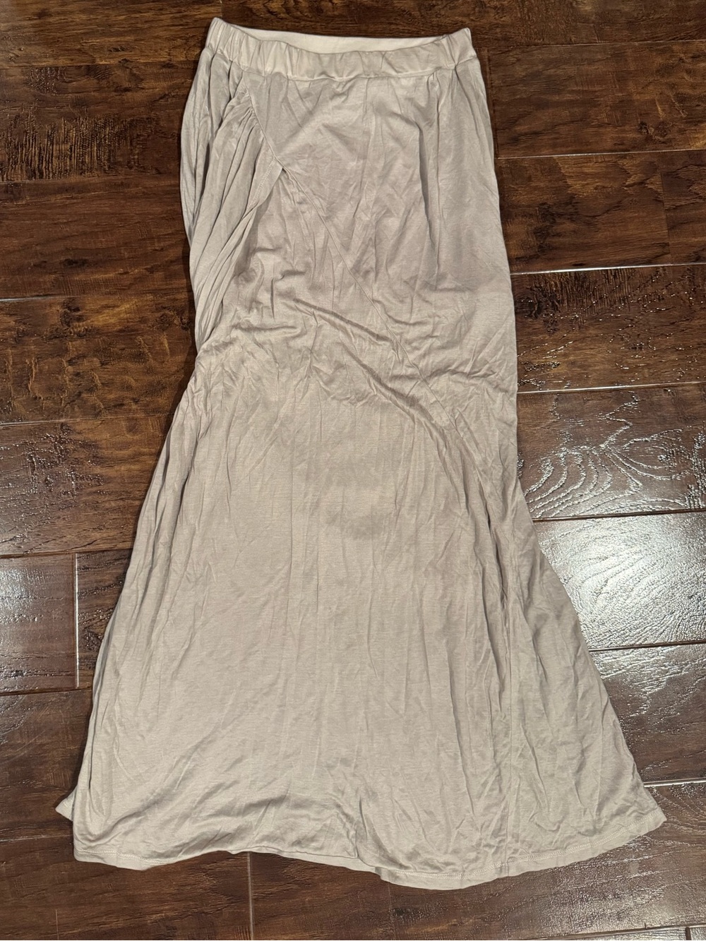 NWOT The Nu Vintage Taupe High Waisted Maxi Skirt Ruched Gathering Wrap Detail S